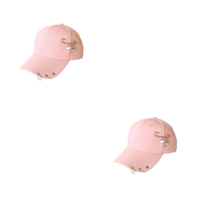 mmirethe Classic Baseball Hat With Ring Decor Adding Touch Of Style To Outfits Casual Pin Pink 2Set