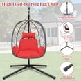 thumbnail image 3 of Wicker Egg Chair, Oversized Indoor Outdoor Boho Lounger Chair Stationary Egg Basket Chair, All-Weather 350lb Capacity Patio Chair, Dark Gray, 3 of 8