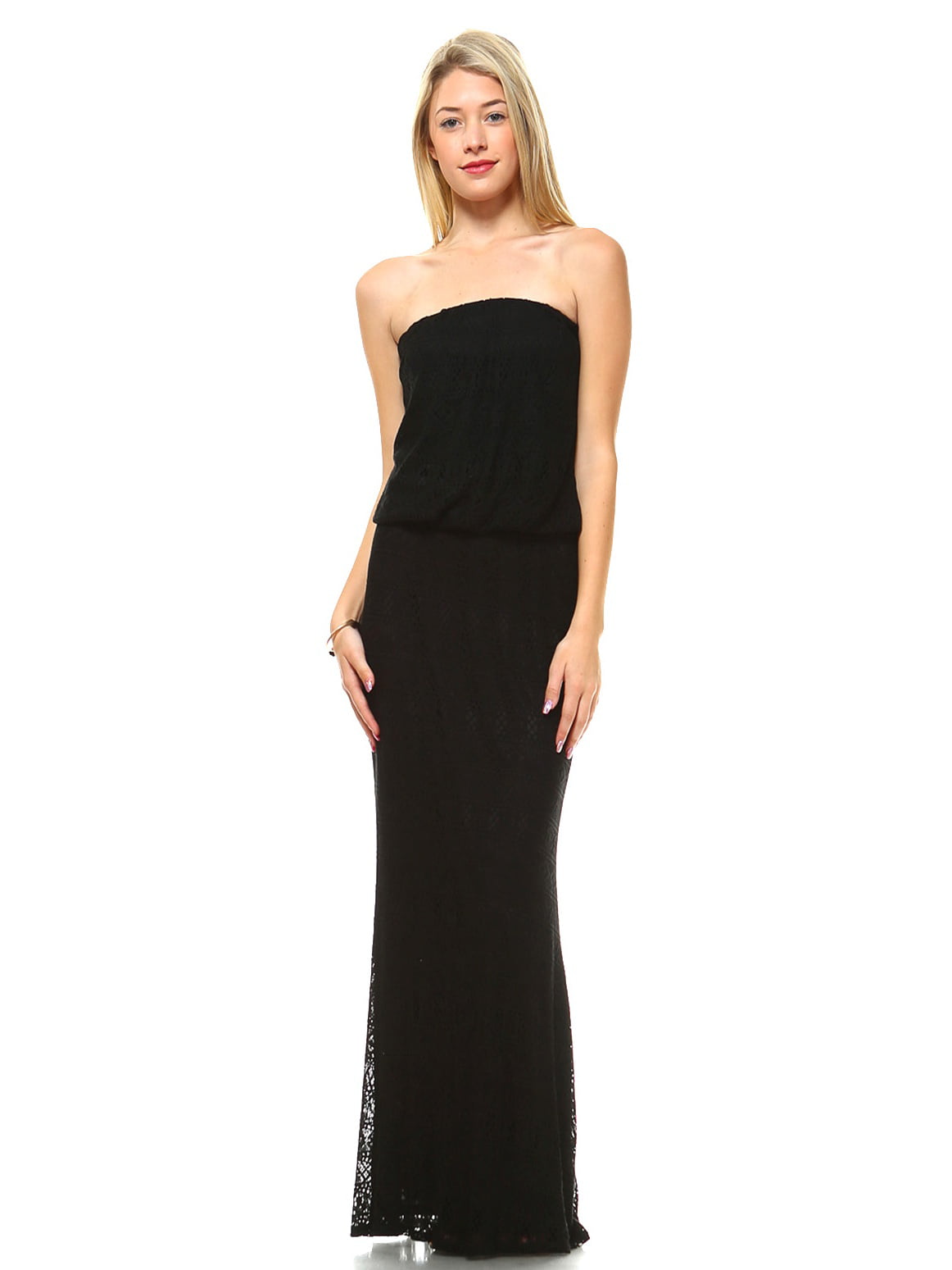 Crazy4Bling - S-TWELVE Black Lace Full Lined Strapless Maxi Tube Dress ...