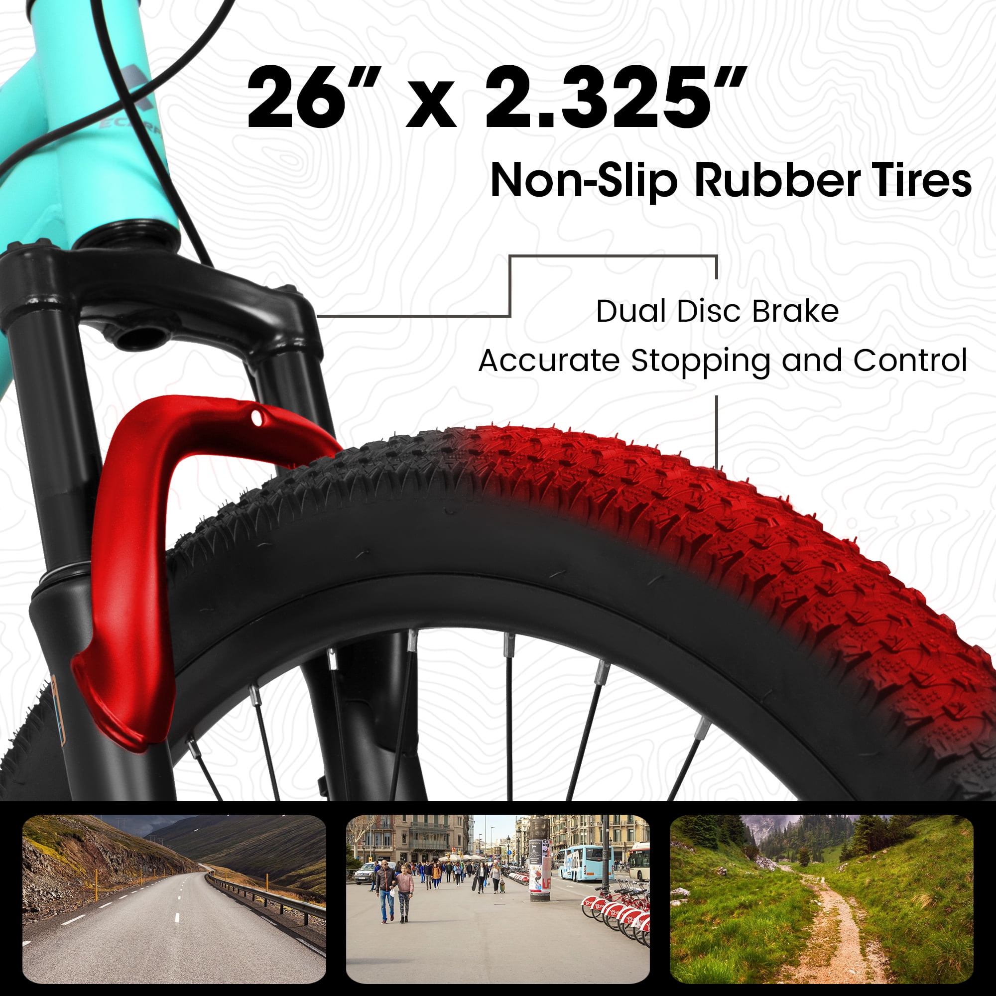 Aukfa 26 Inch Mountain Bike, 21-Speed Steel Frame Bicycle with Disc Brakes for Men Women, Blue