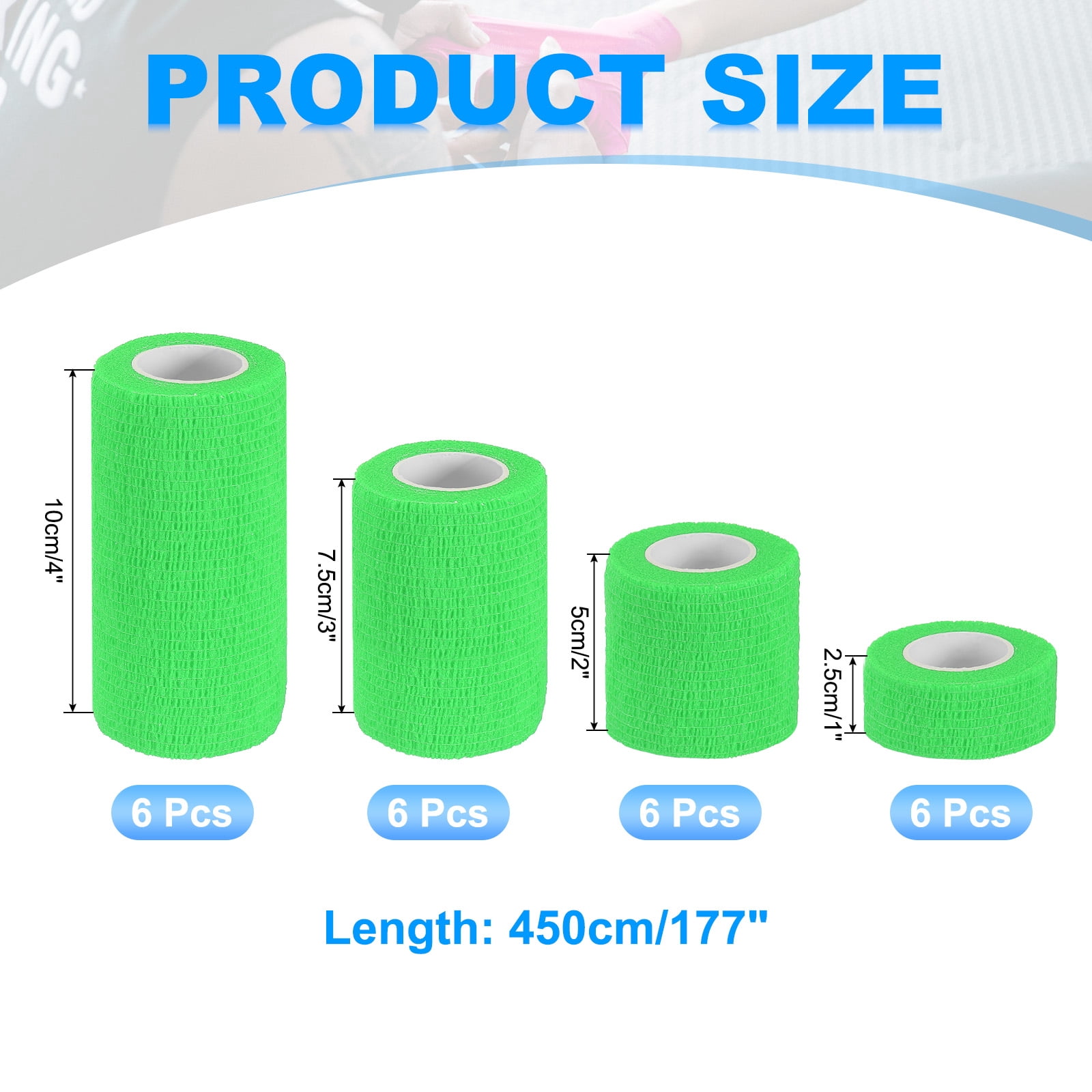 Uxcell Self Adhesive Bandage Wraps, Yard Elastic Self Breathable Self Adherent Wrap Tape for Stretch Athletic Sports Bright Green