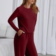 thumbnail image 6 of HUJlwoi 2 PC Workout Sets for Women Long Sleeve Top with Wide Leg Pants Set Casual Comfy Gym Tennis Athletic Matching Sets, 6 of 7