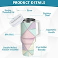 thumbnail image 2 of Yayeee 30oz Double-Wall Insulated Stainless Steel Tumbler with Handle Bottle, Purple Geometric, 2 of 8