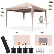 Quictent Privacy 10x10 EZ Pop up Canopy Tent with Mesh Windows and Sidewalls, Beige