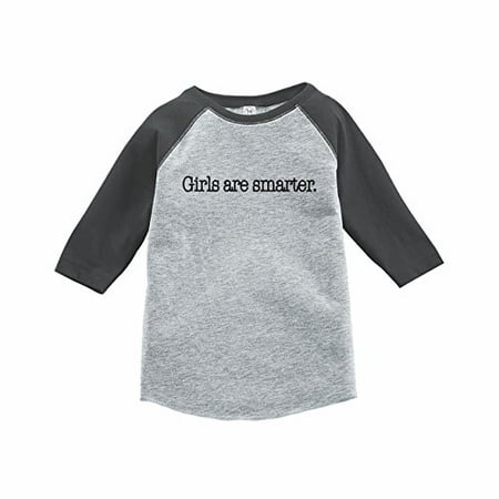 

7 ate 9 Apparel Funny Kids Girls are Smarter Baseball Grey