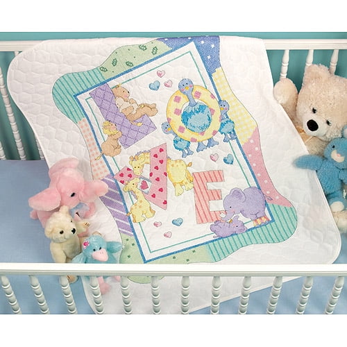 Dimensions Baby Hugs "Zoo Alphabet" Quilt Stamped Cross Stitch Kit, 34