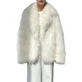 thumbnail image 1 of Abrigos de Invierno Cálidos de Piel Sintética con Solapa y Forro Interior para Mujer Crema S, 1 of 10