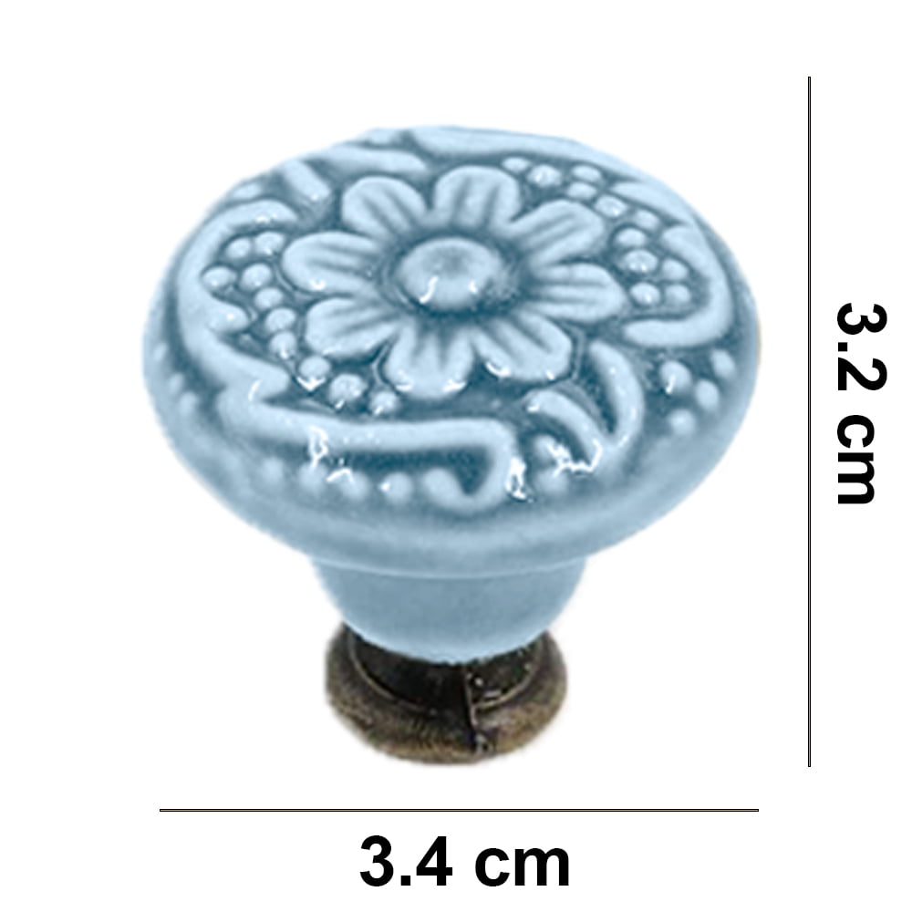 10 Porcelain Ceramic Cabinet Drawer Door Pull Knob Ironstone Hardware Set 1 1/4" 