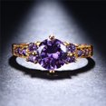 thumbnail image 2 of Boho Purple Pink Zircon Ring Round Cut 18k Gold Plated Wedding Engagement Evening Party Ring, 2 of 5