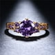 thumbnail image 2 of Boho Purple Pink Zircon Ring Round Cut 18k Gold Plated Wedding Engagement Evening Party Ring, 2 of 5