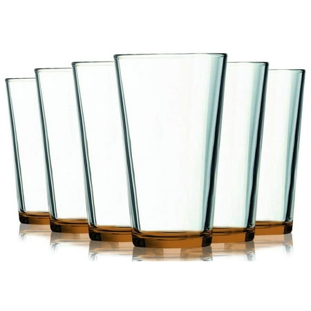 14 Ounce Mixing Glass - Orange Mixing Glasses with Beautiful Colored Stem Accent - 16 oz. set of 6- Additional Vibrant Colors Available by TableTop King