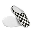 thumbnail image 3 of Haiem Black and White Checkerboard Print Women's Fuzzy Memory Foam House Slipper Cozy Home Footwear Non-slip Winter Slippers-35/36, 3 of 7