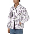 thumbnail image 3 of Wukai Lavender Flowers Print Men's Zip-Up Hoodie,Fleece Full-Zip Hoodie for Men, Hooded Sweatshirt-Small, 3 of 5