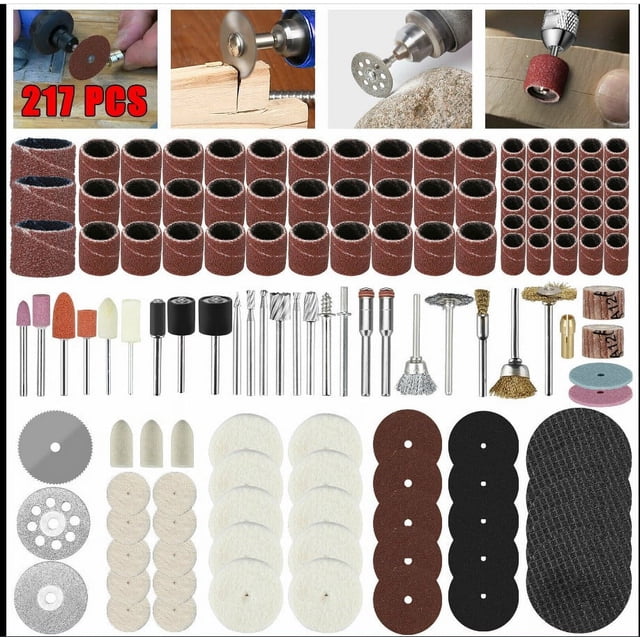 Jinsinto Kit de 217 Pcs, Accessoires pour Outil Rotatif, pour Outil Rotatif, Coupe, Polissage