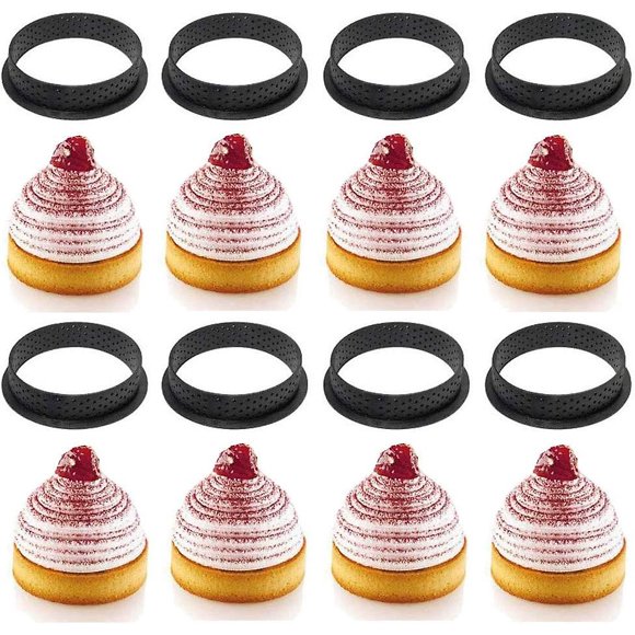 8 Piece Non-stick Plastic Perforated Cake Mold Cutter Baking Tools (round)-COLOR 1-