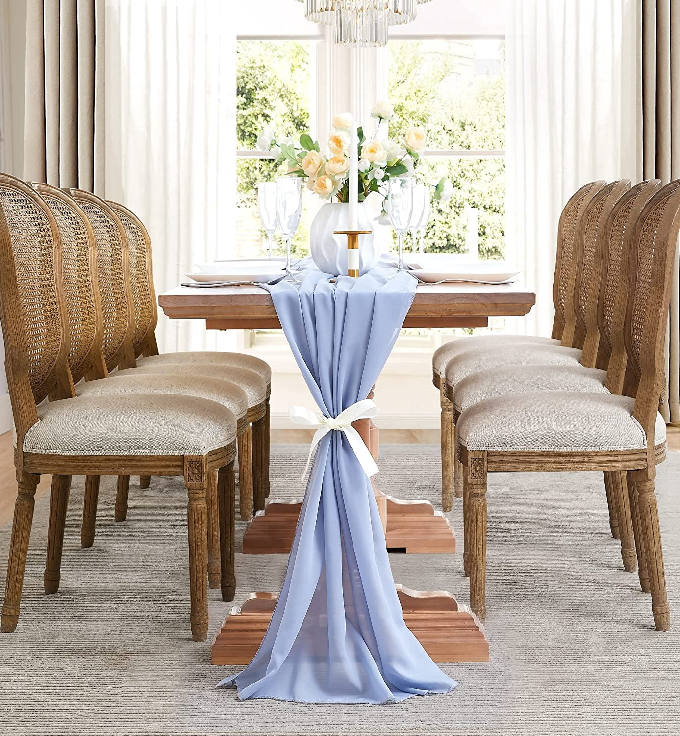WARM HOME DESIGNS 6 Yards Dusty Blue Chiffon Fabric for Kitchen or Wedding Arch Decorations. CF 216 D BLUE