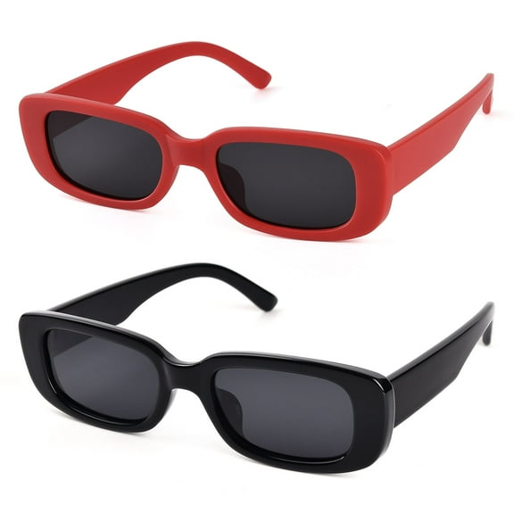 TINHAO 2 Pairs Sunglasses for Women Men Trendy Retro Rectangle Sunglasses with Polarized UV 400 Protection Party Sunglasses