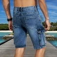 thumbnail image 4 of Jean Shorts Men Slim Fit Straight Leg Knee Length Cargo Jeans Shorts Summer Casual Vacation Mens Denim Shorts, 4 of 6