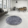 thumbnail image 4 of Ahgly Company Machine Washable Indoor Round Industrial Modern Charcoal Blue Area Rugs, 3' Round, 4 of 7