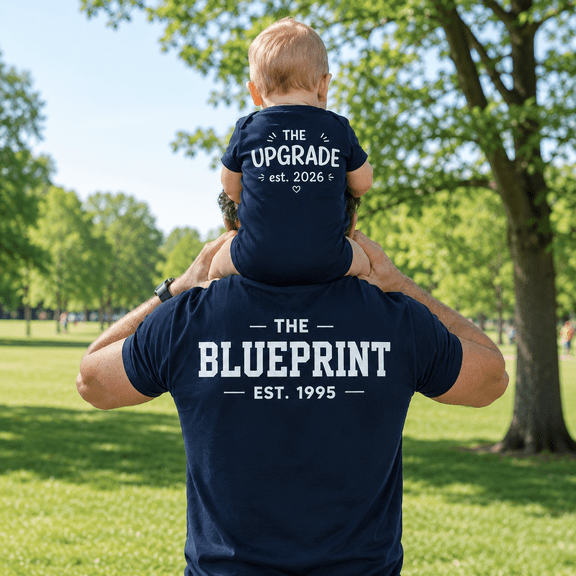 Personalized The Blueprint The Upgrade Matching Dad Son Shirts, Custom Year Father Son Outfit, New Dad Gift, Dad Birthday Gift, Father's Day Tee