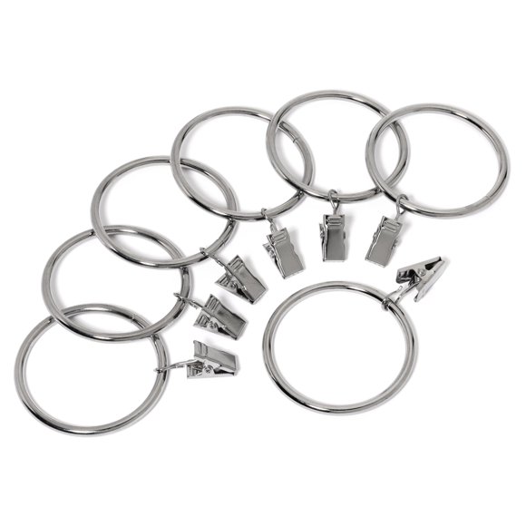 Metal Curtain Clip Rings 2 Inch Interior Diameter Set of 14 (Polished Nickel)