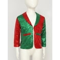 thumbnail image 5 of TSSOE Boys Girls Christmas Shiny Sequins Long Sleeve Lapel Jacket Coat Jazz Latin Disco Street Dance Clothes Red Green 16, 5 of 7