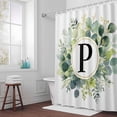 thumbnail image 6 of Letter P Shower Curtain for Bathroom Decor, Alphabet Green Eucalyptus Leaves Plant Simple Waterproof Fabric Shower Curtain, 72"x84" Set with 12 Hooks, 6 of 9
