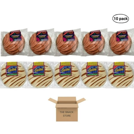 The Snack Store Variety Pack | Bon Appetit Strawberry Concha and Concha French Sweetie Roll, 5 oz, (10 Packs!)