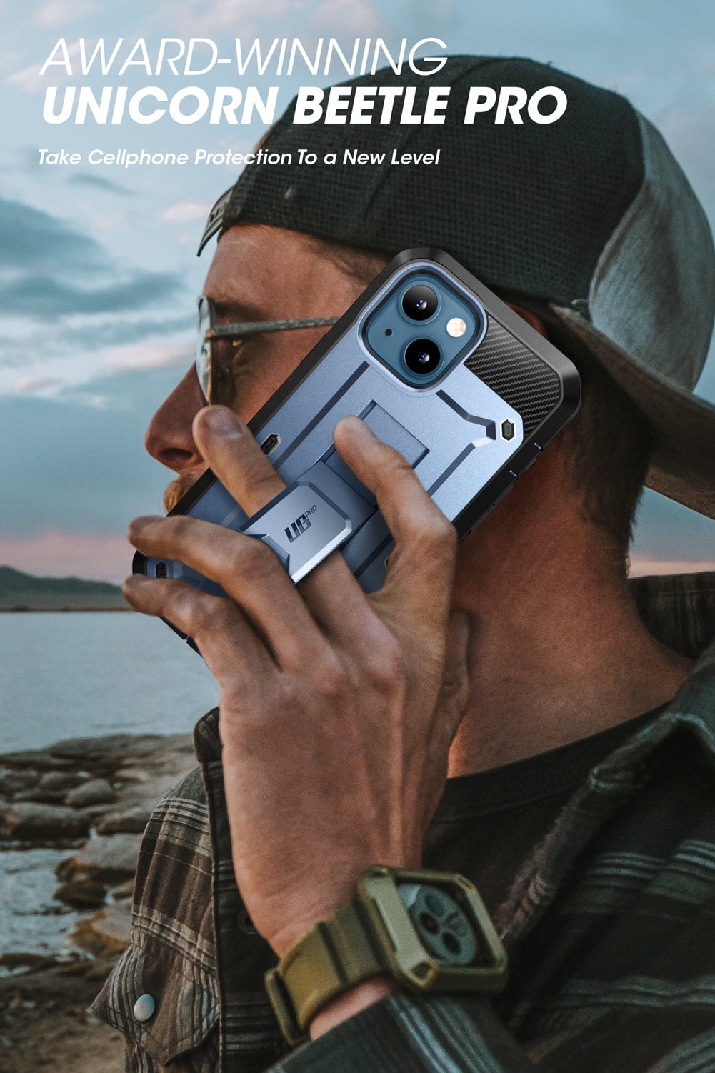 SUPCASE Unicorn Beetle Pro Series Case for iPhone 13 Mini (2021 Release) 5.4 Inch, Built-in Screen Protector Full-Body Rugged Holster Case (Cerulean)