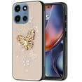 thumbnail image 2 of For Motorola Moto G 5G 2025 SPLENDID Diamond Glitter Ornaments Engraving Case Cover - Garden Butterflies Gold, 2 of 3