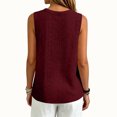 thumbnail image 6 of Tank Top for Women Loose Fit Sleeveless V Neck Camisole Tops Dressy Casual Eyelet Summer Flowy Cami Shirts Blouse Wine L, 6 of 6