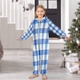 thumbnail image 6 of Soft Big Kids Onesie Pajamas Cozy Loose-Fit Jumpsuits for kids with Pockets for Christmas Lounge & Play Blue and White Gingham, 6 of 8