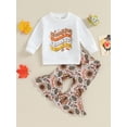 thumbnail image 2 of Thanksgiving Outfit Toddler Baby Girl Long Sleeve Sweatshirt Bell Bottom Pants Set Fall Clothes, 2 of 9