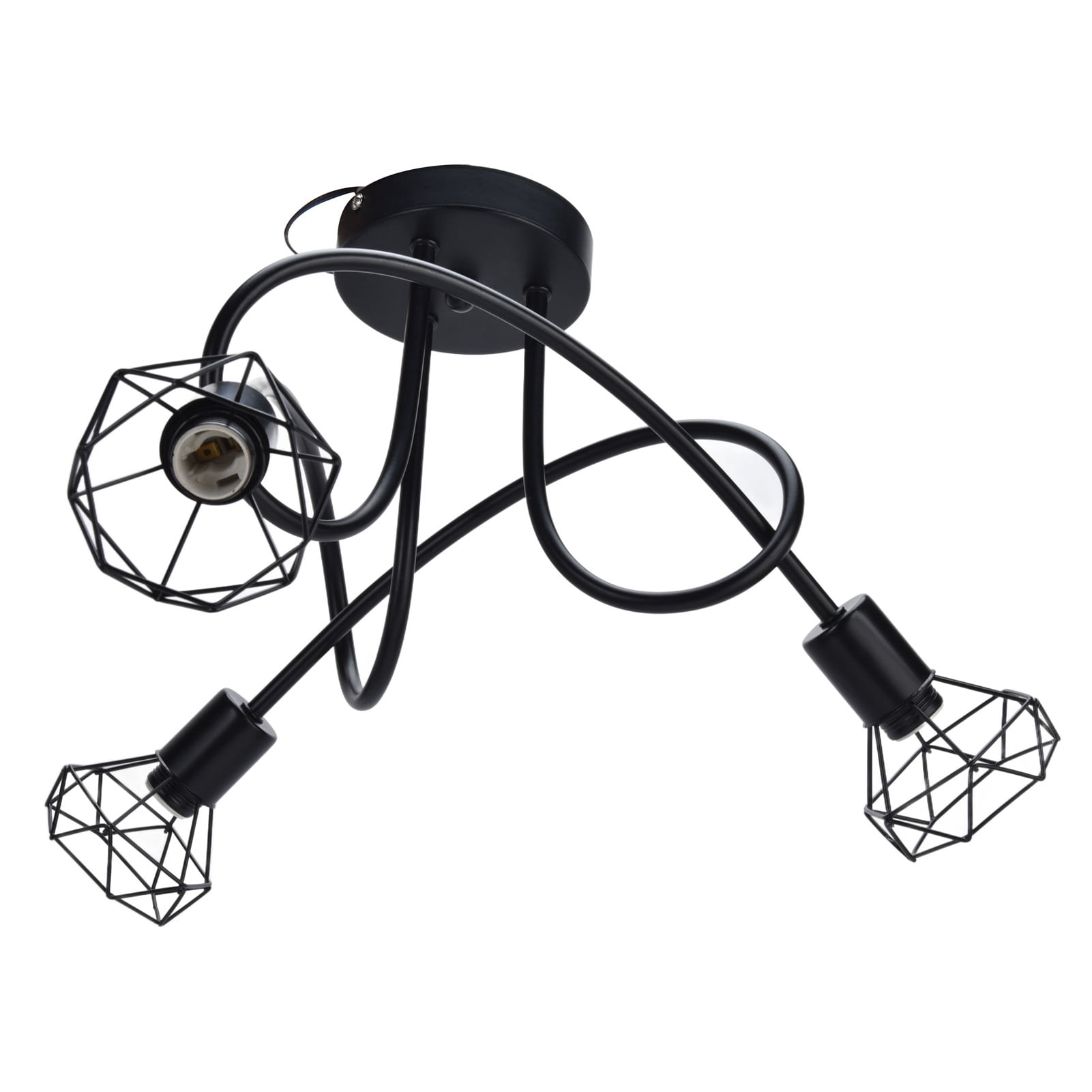 NFTIGB Modern 3 Heads Pendant Light Hollow Iron Ceiling Lamp Fixture for Bedroom Dining Room, Black Base (Bulb Not Included)