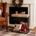 thumbnail image 2 of Christmas C Shaped Narrow Side Table, Metal Frame Sofa Table Multipurpose Small Space Chairside Table Sturdy Bedside Table For Living Room, Bedroom, Gray+Black, 2 of 8