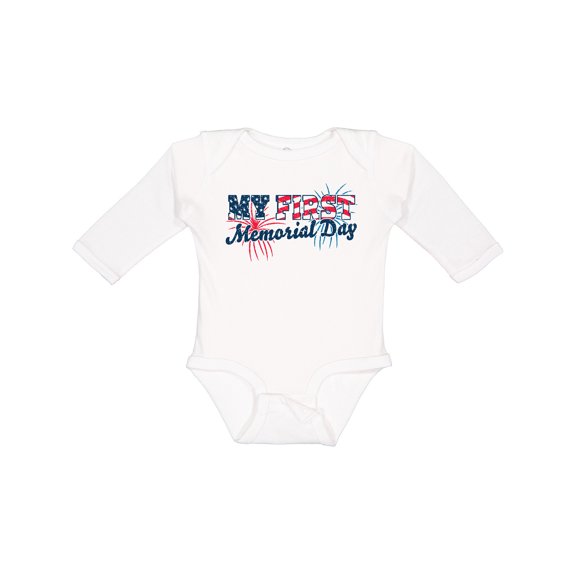 Inktastic My First Memorial Day Grunge with Fireworks Boys or Girls Long Sleeve Baby Bodysuit