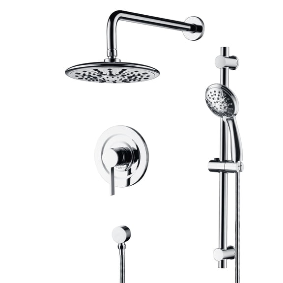 Sumerain Shower Faucet Complete with Slide Bar, Chrome Rainfall Shower System with Shower Head and 3-Setting Handheld Spray,Valve and Trim Kit Included