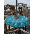 thumbnail image 3 of Outdoor Tablecloth with Umbrella Hole Zipper Turquoise Boho Floral Round Tablecloth 54" Waterproof Outside Table Cloth Abstract Art Flowers Botanical Patio Table Cover Tablecloths for Picnic Party, 3 of 8