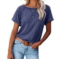 thumbnail image 4 of Pntutb Moda Mujer Ocio Color sólido Manga corta Cuello redondo Casual Tops sueltos Pntutb Pntutb-1976, 4 of 8