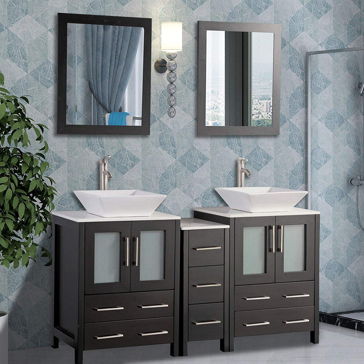 Vanity Art 60 Inches Double Sink Bathroom Vanity Compact ...