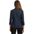 thumbnail image 4 of JWD Women's Casual 3/4 Ruched Sleeve Blazer - Slim Fit Open Front Notched Lapel Work Office Suit Jacket with Pockets Blue Gray 6, 4 of 6