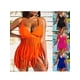 thumbnail image 4 of TRKIYQC, conjuntos de Bikini con borlas para mujer, Color sólido, verano, 2 uds., sin mangas, cuello en V profundo, camisetas sin mangas + Tanga de cintura alta TRKIYQC casual, 4 of 5