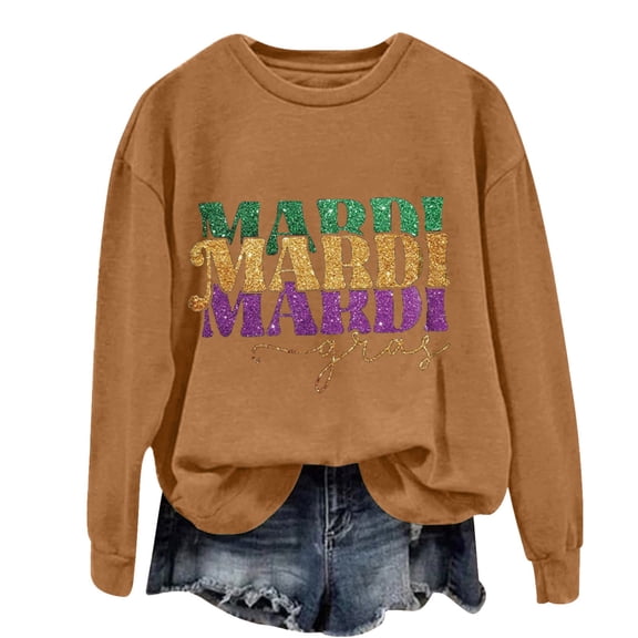 Womens Sweaters Mardi Wildflower Heart Print Round Neck Sweatshirt Breathable Polyester Fall Casual Top 3Xl Size Sweaters For Women