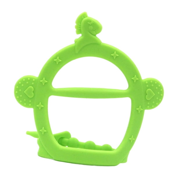 Mordedor de mano calmante para bebés, diseño ergonómico, para evitar que se coman las manos. Verde