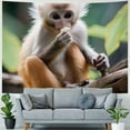 thumbnail image 4 of Orinice Monkey Tree Branch Eating Tapestry Wall Hanging Unique Style Graphic Tapestries Home Wall Decor Art for Living Room Bedroom Apartment Farmhouse Dorm 40x30inch, 4 of 6
