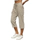 thumbnail image 2 of TaTaai Women's High Waist Linen Pants Elastic Drawstring Waistband with Decorative Ruffles Loose Straight Leg Cropped Length Casual Trousers Featuring Side Pockets Gift, 2 of 7