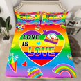 thumbnail image 2 of Manfei Colorful Rainbow Stripes Queen Sheet Sets,Heart Diamond Print Flat Sheet,Gradient Green Blue Queen Fitted Sheet For Girl Boy,Ultra Soft Home Decor,4 Pieces, 2 of 7