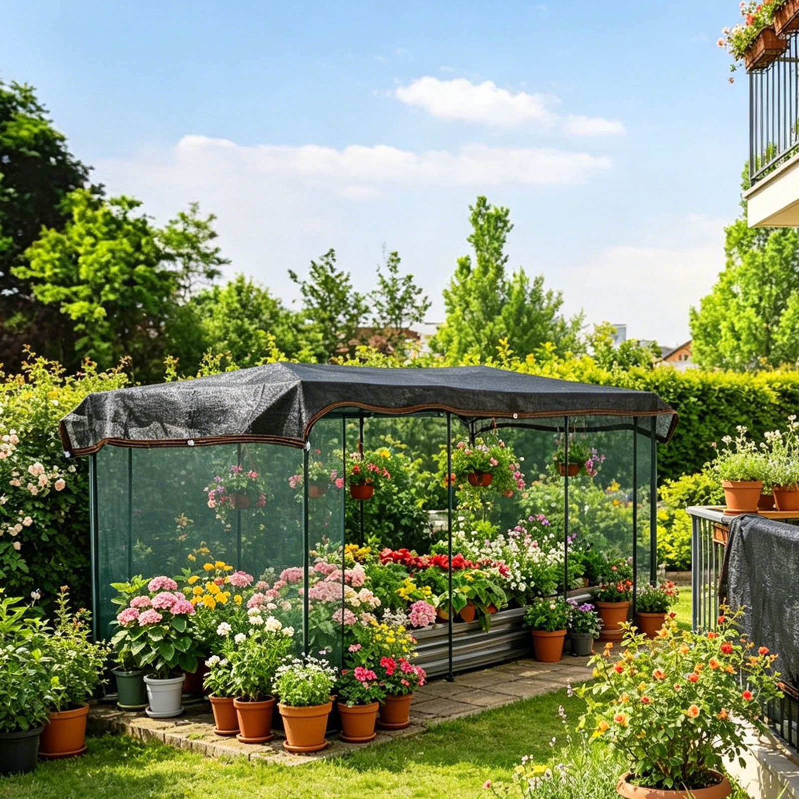 90 Percent Black Shade Cloth, Durable Mesh Tarp with Grommets, Garden Sun Shade Netting with Taped Edge for Cover, Greenhouse, Patio, Tomatoes, Chicken Coop