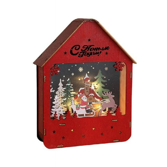 ZPAQI Vintage Wood Cottage Christmas Scene Lighted House for Warm Festival Setting