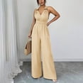 thumbnail image 6 of Qiopertar Women's V-Neck Sleeveless Jumpsuit Casual Loose Fit Romper with Pockets Travel Beach Vacation Sun Protection Comfy Solid Color Jumpsuit, Beige XXL, 6 of 7